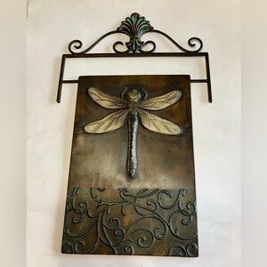 Metal Dragonfly Brown Wall Art With Teal And Gold Accents Garden Decoration